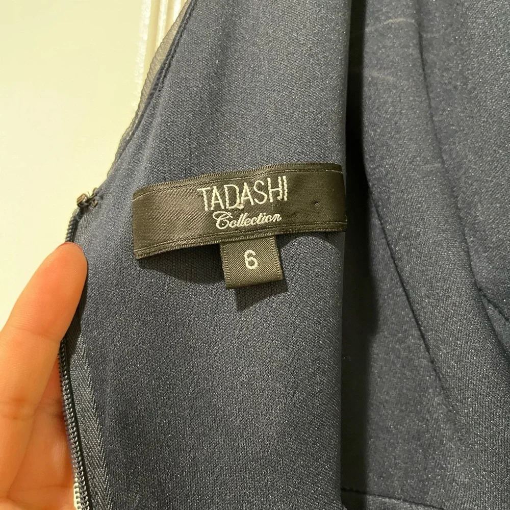 TADASHI SHOJI 100% Silk Dark Blue Dress - Picture 3 of 5